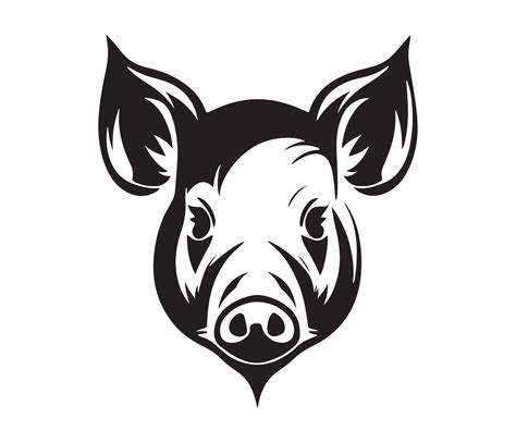 Pig Face, Silhouettes Pig Face, black and white Pig vector 22666808 ...