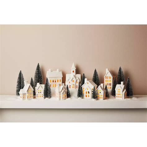 31-Piece Pre-Lit Porcelain Village in White | Bed Bath & Beyond ...