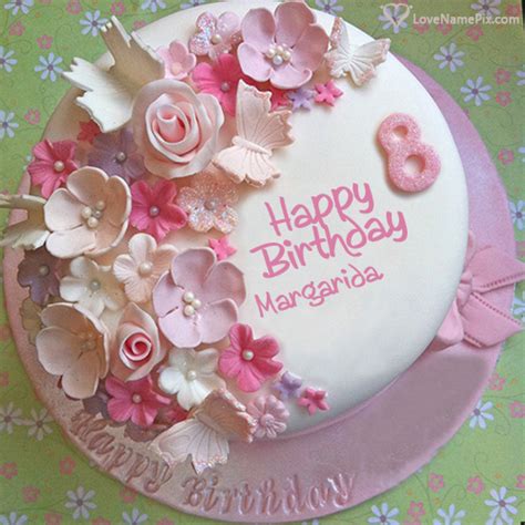 Margarida Name Picture - Butterfly Roses Decorated 8th Birthday Cake ...