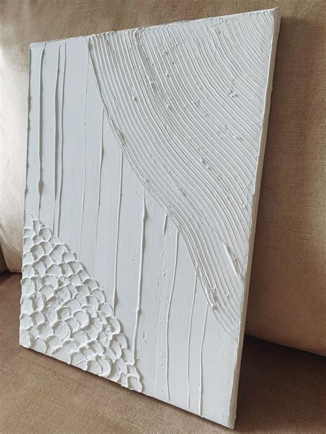 White Minimalist Plaster Art Canvas Original Painting 3d - Etsy | Plaster art, Diy canvas wall ...