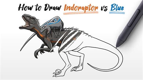 How to Draw Indoraptor vs (BLUE) Raptor fighting dinosaurs from ...