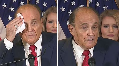 Rudy Giuliani's Hair Dye Running Down Face at Sweaty News Conference