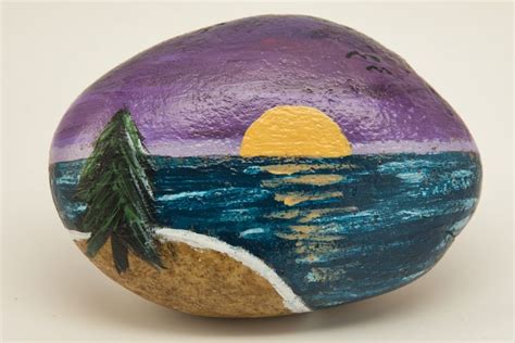 Sunset Sunrise Hand Painted Rock Art