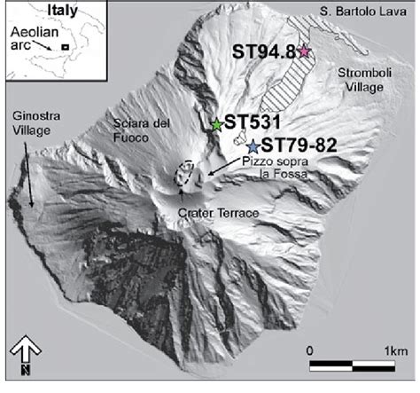 Map of Stromboli island (Aeolian arc, southern Italy). Sampling sites... | Download Scientific ...