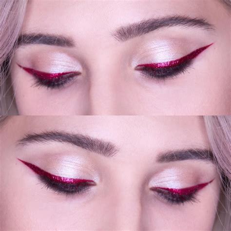 Red glitter eyeliner makeup