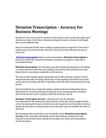 Dictation Transcription Services by vanantranscription - Issuu