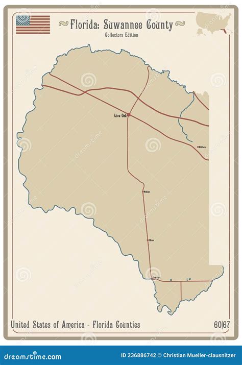 Map of Suwannee County in Florida Stock Vector - Illustration of sign ...