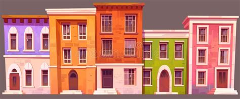 Cartoon Vector City Street. Buildings Isolated Stock Illustration - Illustration of cartoon ...