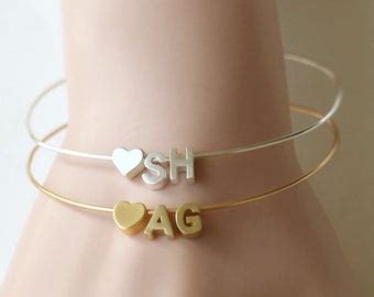 birthstone bangle bracelet Personalized initial by YesOrNoDesign