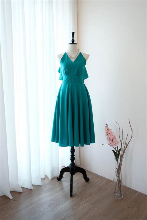 Green dress Jade Green Bridesmaid dress Green Mid Length | Etsy