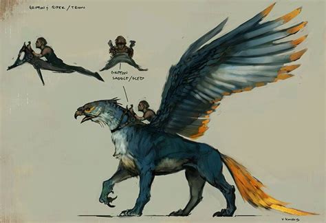 Griffin and rider | Mythical creatures art, Fantasy creatures art ...