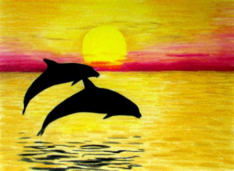 2 dolphins and sunset drawing by JasminaSusak on DeviantArt