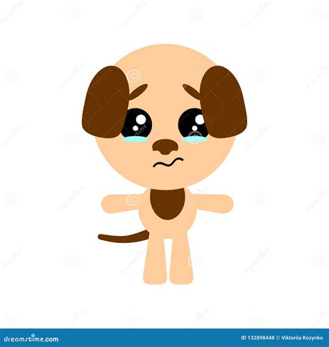 Cute Vector Dog. Cartoon Sad Character. White Background. Flat Design ...