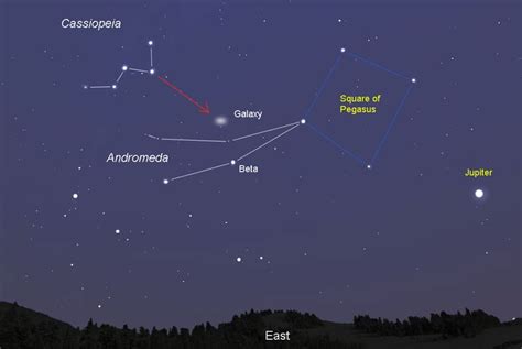 To find the Andromeda Galaxy, start with the familiar W of Cassiopeia ...