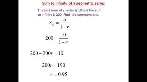 Sum to infinity geometric series - YouTube