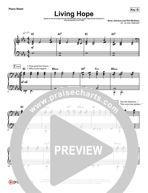 Living Hope Piano Sheet (No Vocals) - Phil Wickham | PraiseCharts