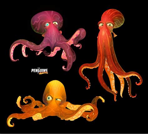 Mais artes de Floriane Marchix para Penguins of Madagascar - THECAB | Octopus illustration ...