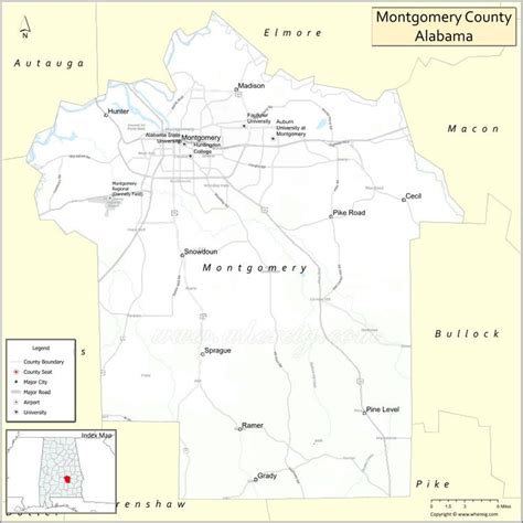 Map of Montgomery County, Alabama - Where is Located, Cities, Population, Highways & Facts in ...