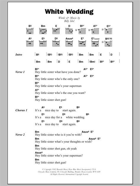 White Wedding by Billy Idol - Guitar Chords/Lyrics - Guitar Instructor