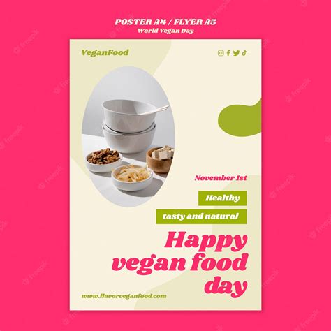 Premium PSD | World vegan day poster template