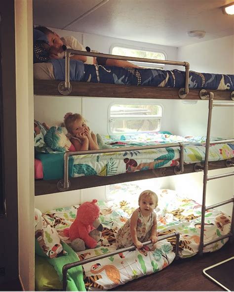 Triple bunk remodel in our camper | Rv bunk beds, Diy bunk bed, Camper ...