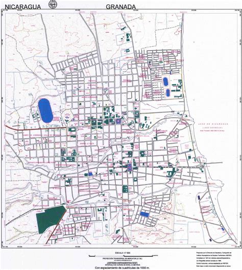 Granada City Detailed Map, Nicaragua