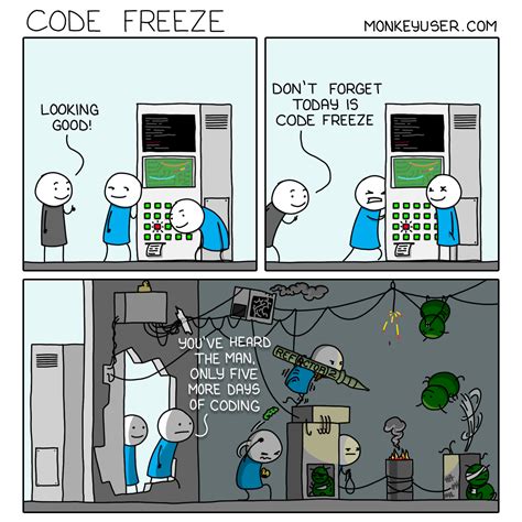 Code Freeze | Computer science humor, Coding humor, Programming humor