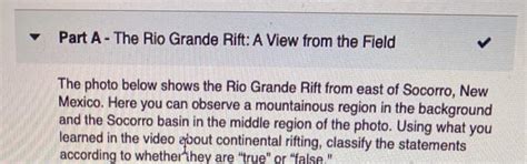 Solved Part A - The Rio Grande Rift: A View from the Field | Chegg.com