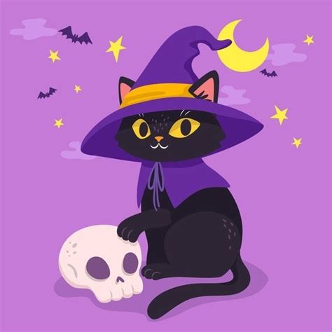 halloween art ideas en 2023 | Gato de halloween, Ilustración de gato ...