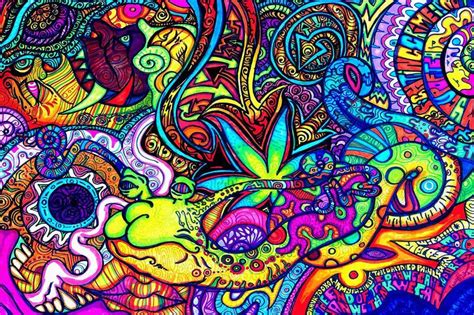 Psychedelic Trippy art poster wall frame Posters and print silk fabric for room Decor-in ...