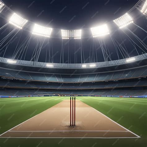 Premium Photo | Cricket stadium at night Background