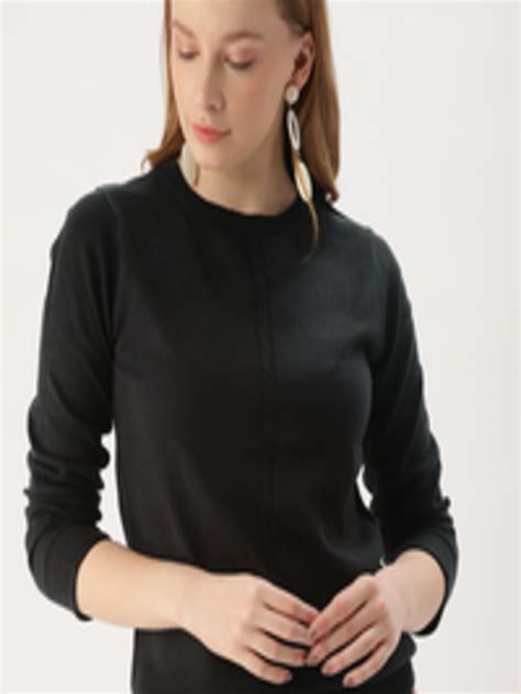 Buy DressBerry Women Black Solid Pullover Sweater - Sweaters for Women ...