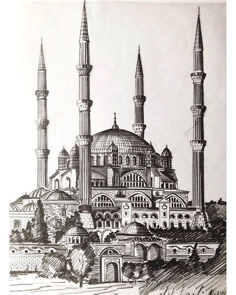 ArchiSketcher on Instagram: “beautiful drawing of Selimiye Mosque, Istanbul by @cizelifr # ...