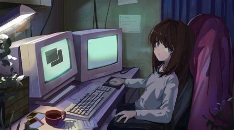 Anime Anime Girls CRT Floppy Disk Vintage Computer Wallpaper - Resolution:2048x1140 - ID:1255406 ...