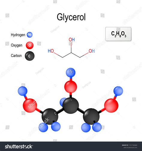 Glycerol Glycerine Glycerin Structure Molecule Chemical: ภาพประกอบสต็อก ...