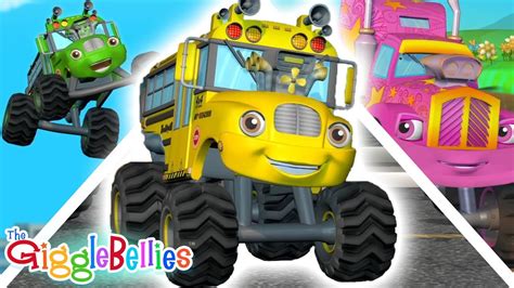 Wheels on the Bus | Monster Truck Version! | GiggleBellies - Mindovermetal English