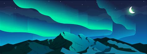 Aurora borealis phenomenon flat color vector illustration 1418325 ...