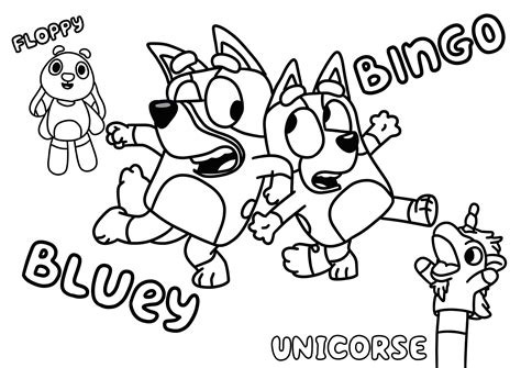 Bluey and Bingo Colouring Page - Etsy UK