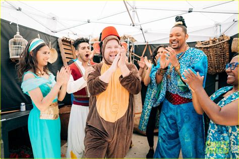 James Corden Dresses as Genie & Abu For 'Aladdin' Crosswalk Musical with 'Aladdin' Cast - Watch ...