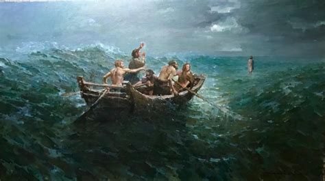 Jesus walking on water oil painting - Yim Maukun