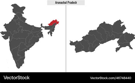 Arunachal pradesh map state of india Royalty Free Vector