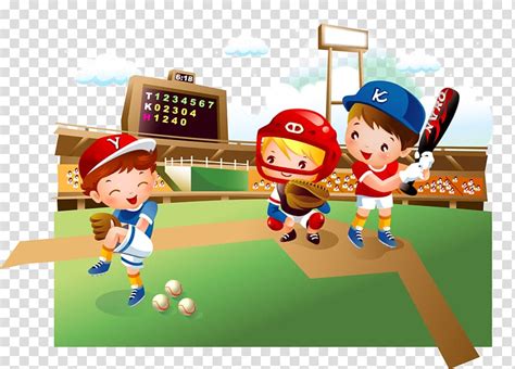 Kids Playing Baseball Clipart Png