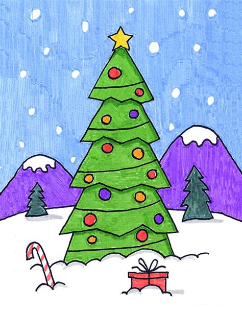 easy ways to draw a christmas tree - Velazquez Ruliteren