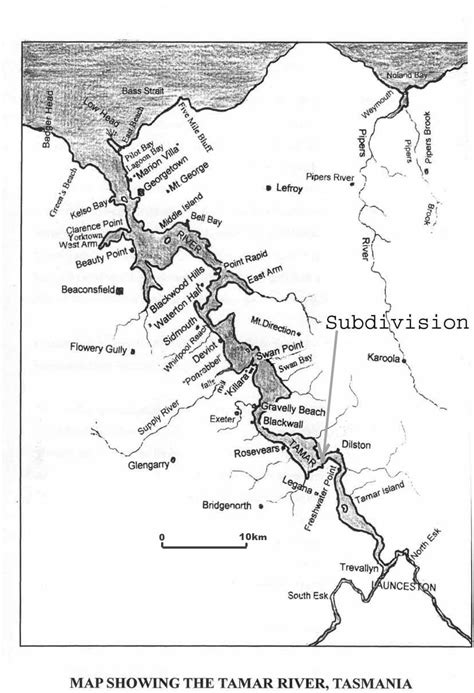 Map of Tamar River, Northern Tasmania