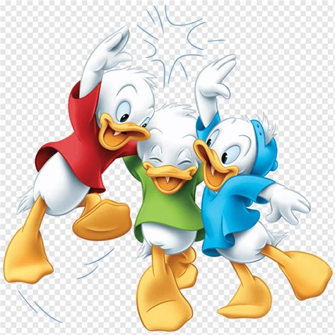 Illustration mit drei animierten weißen Enten, Huey, Dewey und Louie Donald Duck Daisy Duck ...