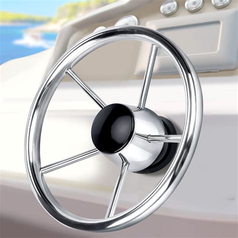 Marinebaby Stainless 5-Spoke 11 Inch Destroyer Style Boat Steering ...