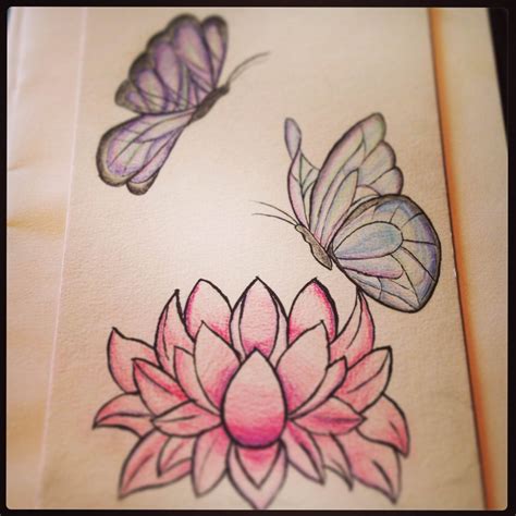 lotus flower with butterfly tattoo - 207vanvorststjerseycitynj