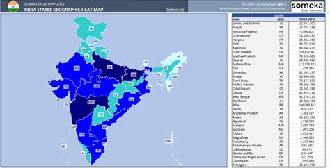 India Geographic Heat Map Density Map Automatic City | Etsy