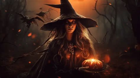 Anime Halloween Witch Portrait Wallpaper Background, Cute Halloween ...