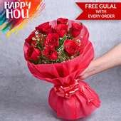 Send a Bunch of Bright Red Rose Bouquet Flower Online, Price Rs.750 | FlowerAura